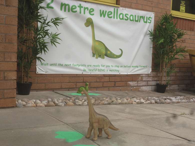 High Meadows’ dinosaur helps explain the rules to children