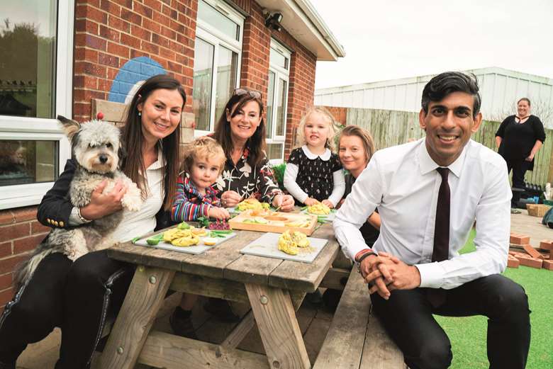 The Chancellor Rishi Sunak, who failed to announce measures for childcare businesses in his Spring Statement, visiting Rosedene Nursery last year