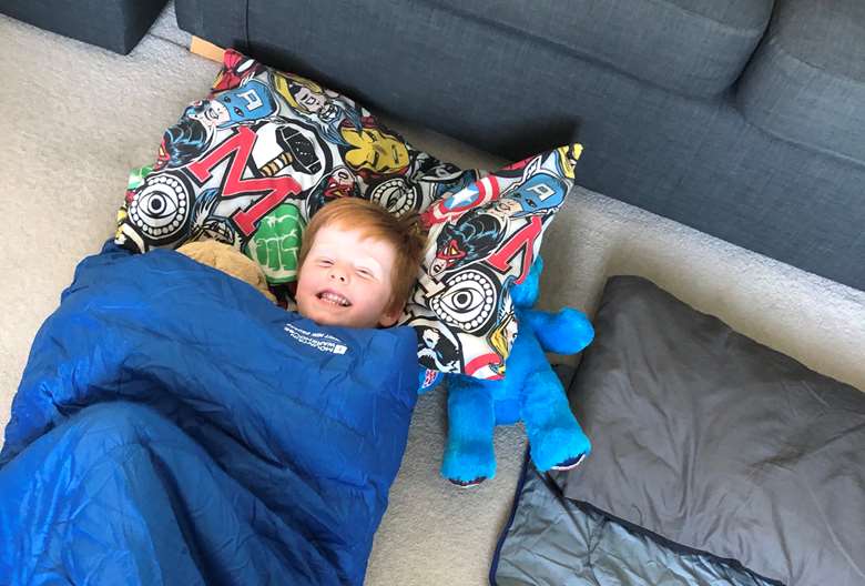 Benn Carlton took part in last year's Stay At Home Sleepout with his mum, Sarah