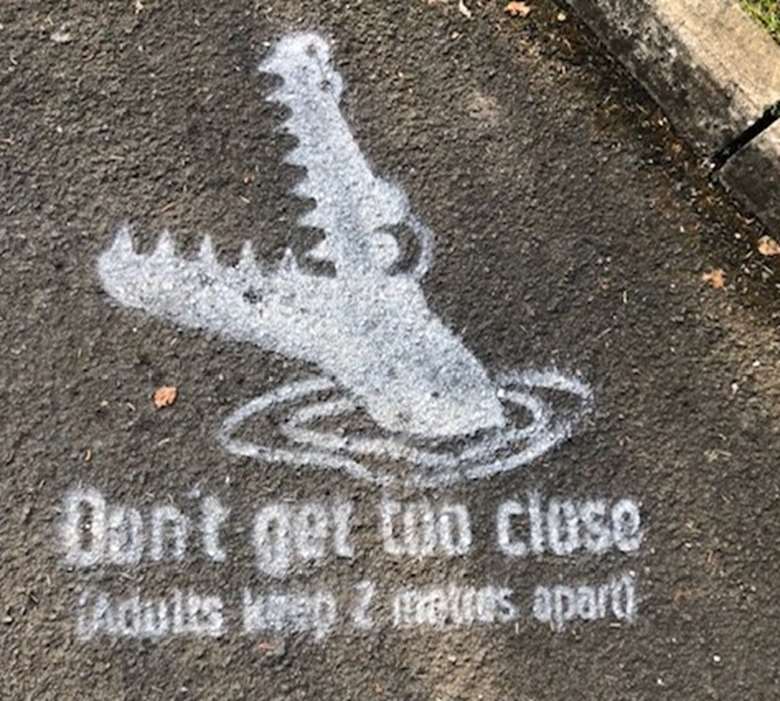 Crocodile stencils have appeared outside nurseries