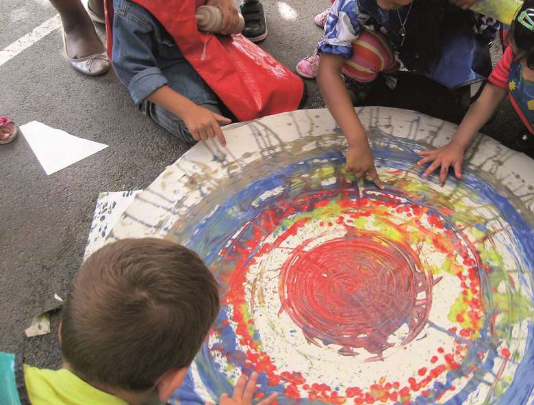 Activities such as spin painting can be more enjoyable for those children who are daunted by formal approaches to art
