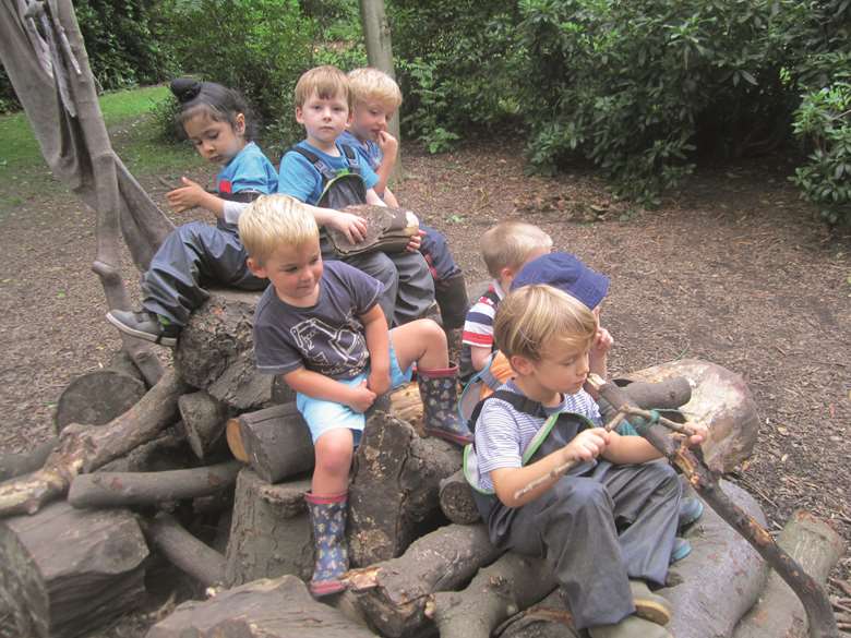 Role play ‘riding’ on logs