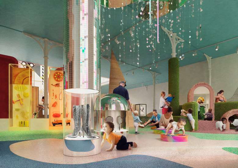 A render of the 'pre-walker and toddler zone' at the Young V&A, the new name for the V&A Museum of Childhood in Bethnal Green, which is to reopen after a redesign and refurbishment in 2023 PHOTO V&A