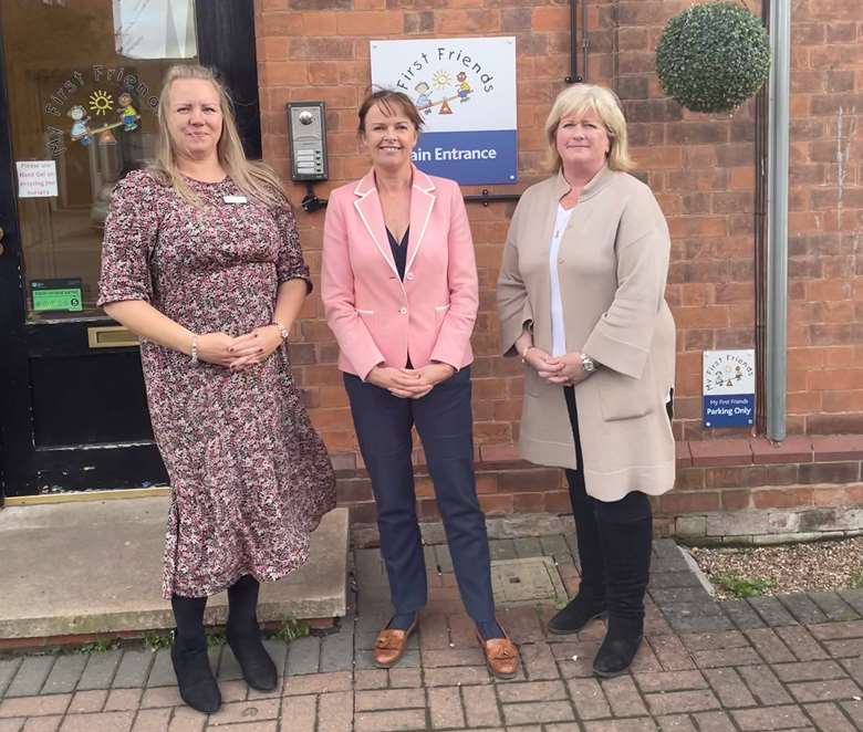 Pictured left to right: Kirsty Love, head of operational projects and transitions at The Old Station Nursery Group, CEO Sarah Steel, and Catriona Savage, former owner of My First Friends 