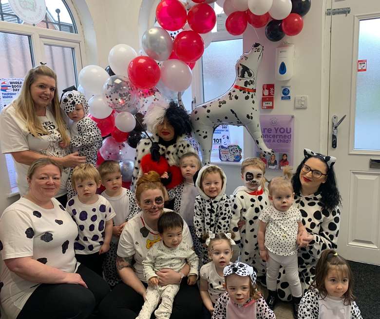 Children and nursery practitioners from Kidzrus The Lodge nursery in Swinton, Manchester, celebrated World Book Day with the theme of Dodie Smith's classic, The One Hundred and One Dalmatians PHOTO Twitter