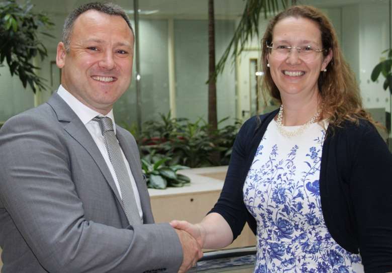 Brendan Clarke-Smith (left) shared this photo with Susan Acland-Hood, the permanent secretary at the Department for Education (DfE), on his appointment as children and families minister