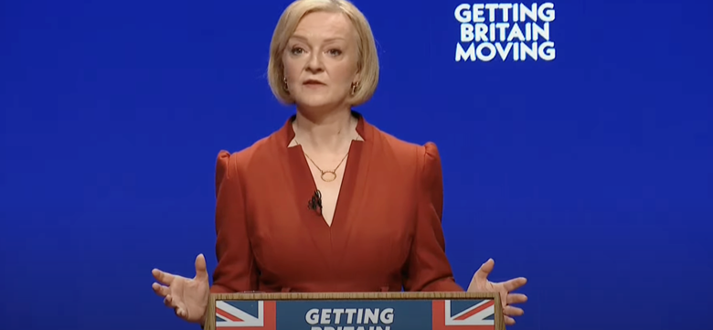Liz Truss giving her keynote speech at the Conservative party conference in Birmingham PHOTO YouTube
