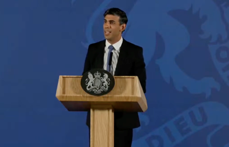 The Prime Minister Rishi Sunak delivering a speech on 'building a better future', PHOTO Prime Minister's Office