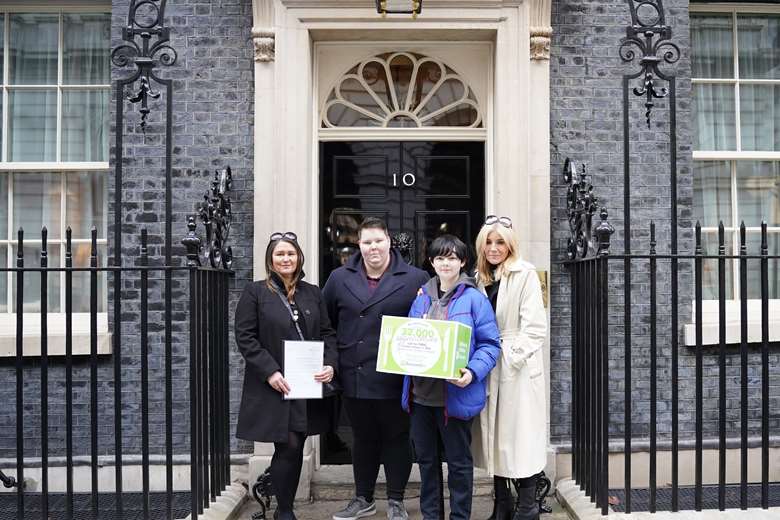 Barnado's chief executive and actress Michelle Collins have handed the petition to No.10 Downing Street, PHOTO: Barnardo's