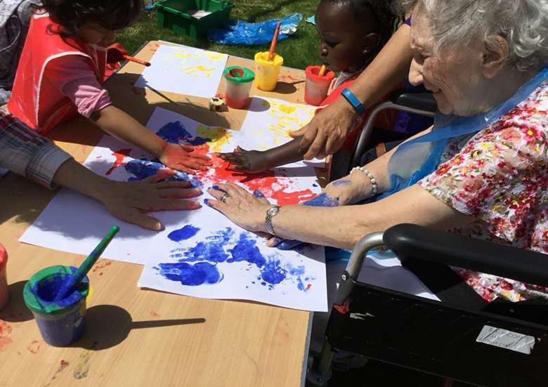 Apples and Honey Nightingale, a childcare setting within the grounds of a care home, has launched a set of intergenerational practice qualifications, PHOTO: Apples and Honey