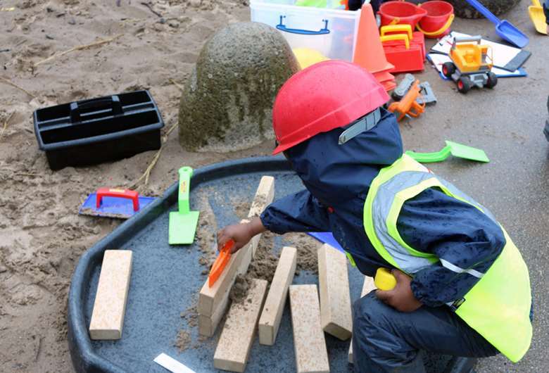 Children from Everton Nursery and Family Centre engaged in construction themed role play, PHOTO: Everton Nursery School