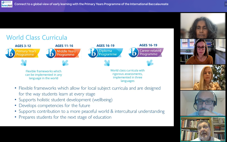 The International Baccalaureate webinar hosted by Nursery World PHOTO Screengrab