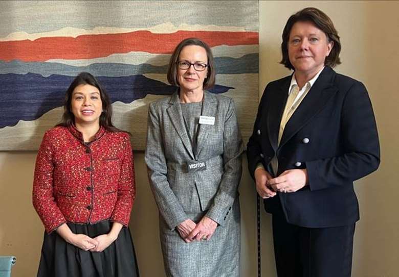 The new Flexible & Family Friendly Working APPG, from left to right: Tulip Siddiq MP, Jane van Zyl, CEO at Working Families, Rt Hon Dame Maria Miller