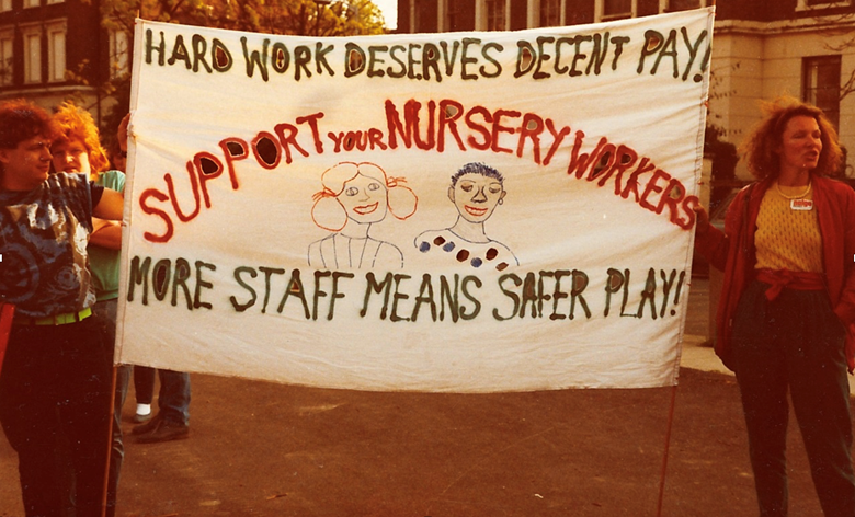 More than 150 London nursery workers took part in a strike against changes to staff: child ratios, which started 40 years ago this month PHOTO Julia Manning-Morton
