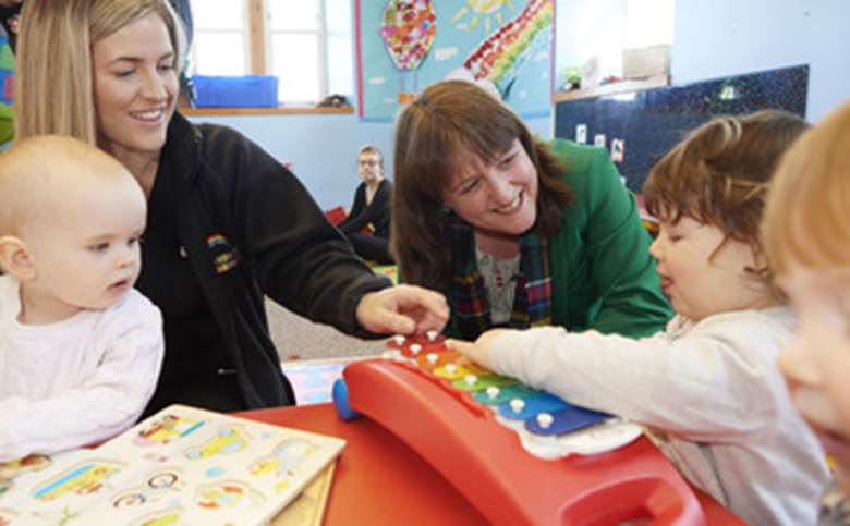 Children's minister Maree Todd on an earlier visit to a nursery