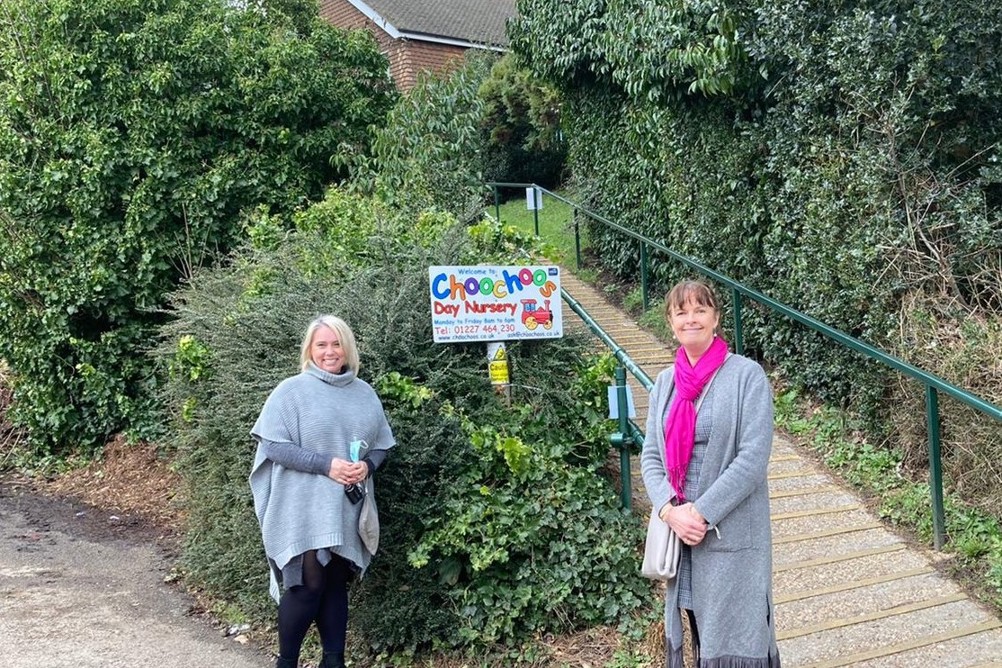 From left to right: Karla Tabony, who set up Choochoos Day Nursery, with Sarah Steel, managing director of The Old Station, which has acquired the Kent group