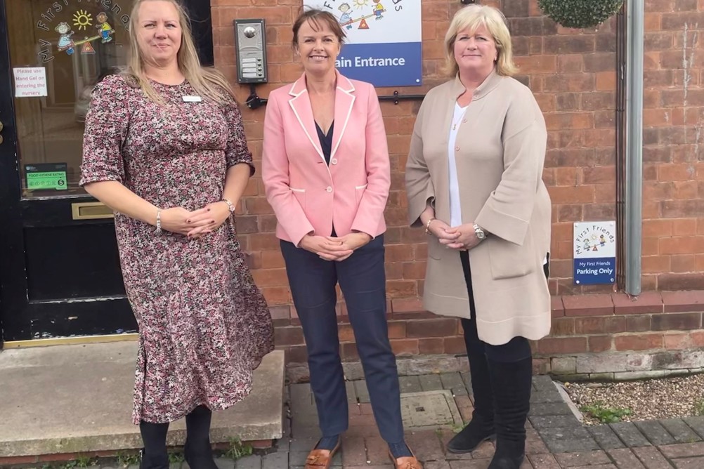 Pictured left to right: Kirsty Love, head of operational projects and transitions at The Old Station Nursery Group, CEO Sarah Steel, and Catriona Savage, former owner of My First Friends
