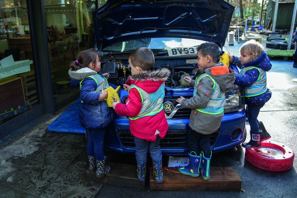 The children have given Freddie an MOT and carry out tasks such as fi lling up the water tank