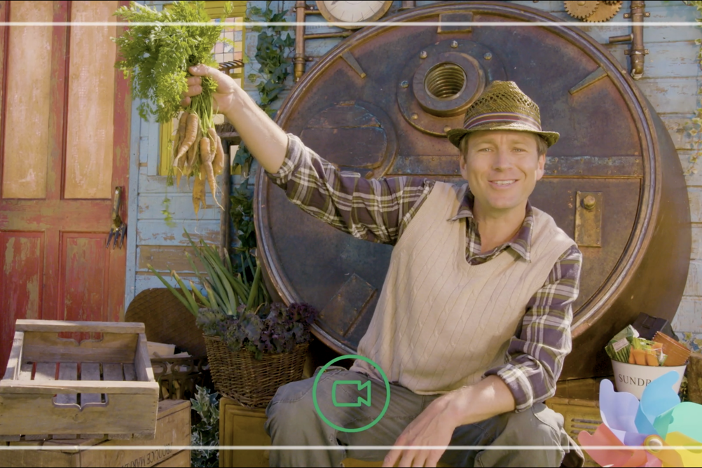 Mr Bloom from CBeebies | Images from Let's Grow and Polka Dot Farm Nursery