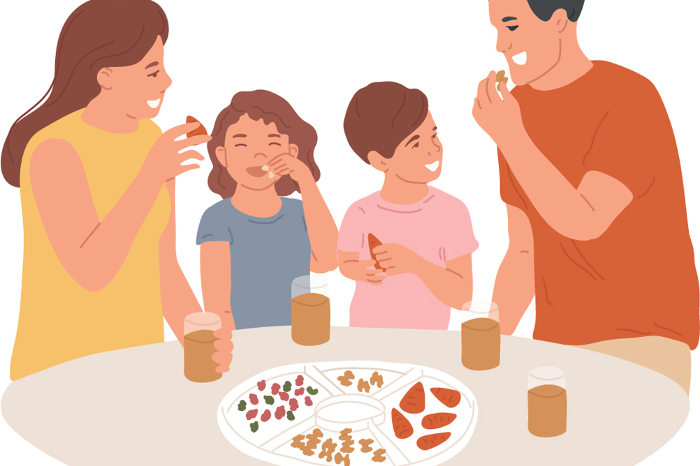 Mealtimes should be as relaxed as possible with opportunity for conversation